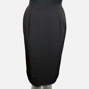 Vintage Swann Women's Black Dressy Back Slit Midi Skirt, Lined, Plus Size 16W